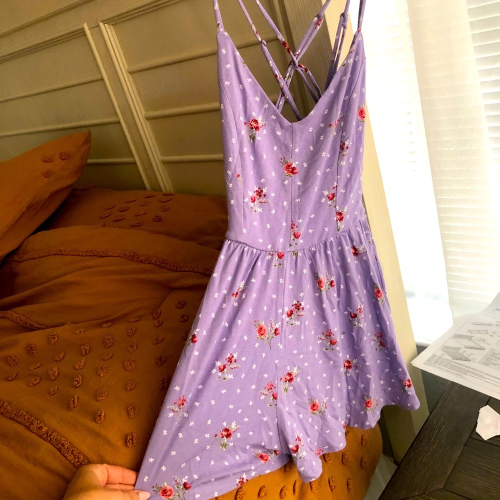 Purple floral romper